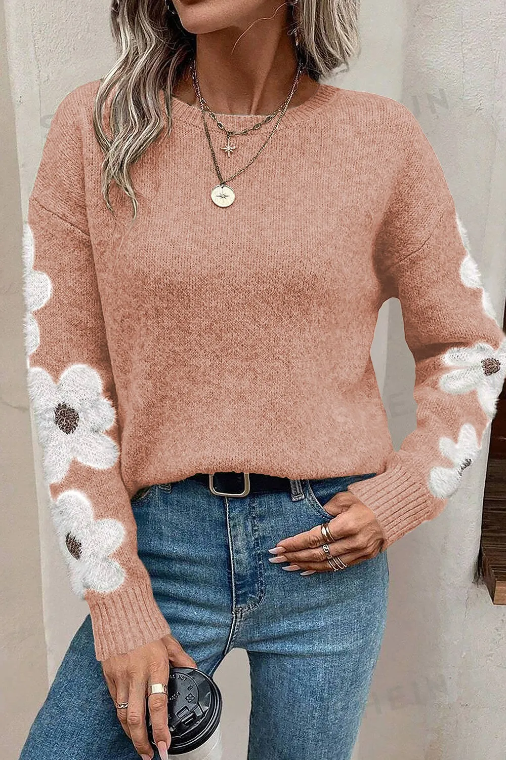 🌸 Flower Round Neck Long Sleeve Sweater 🌸