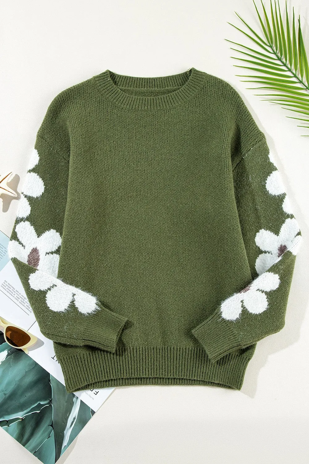 🌸 Flower Round Neck Long Sleeve Sweater 🌸