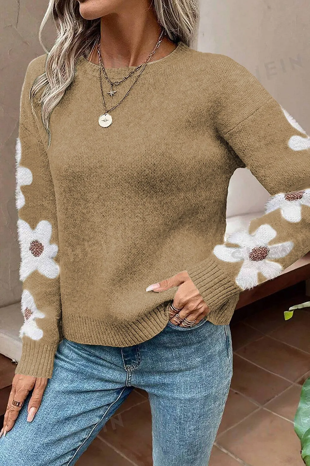 🌸 Flower Round Neck Long Sleeve Sweater 🌸