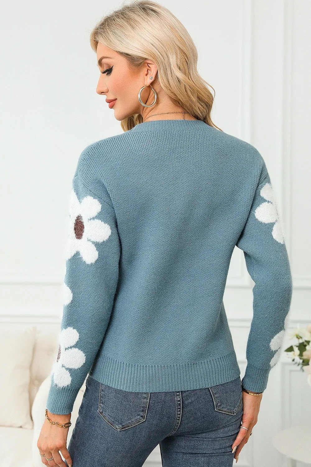 🌸 Flower Round Neck Long Sleeve Sweater 🌸