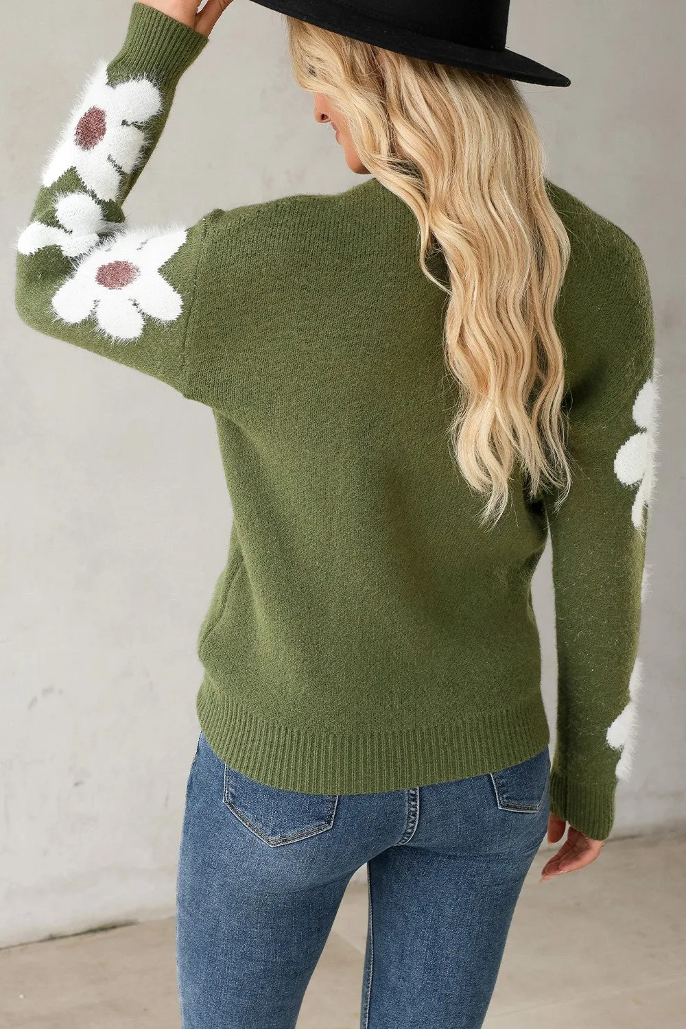 🌸 Flower Round Neck Long Sleeve Sweater 🌸