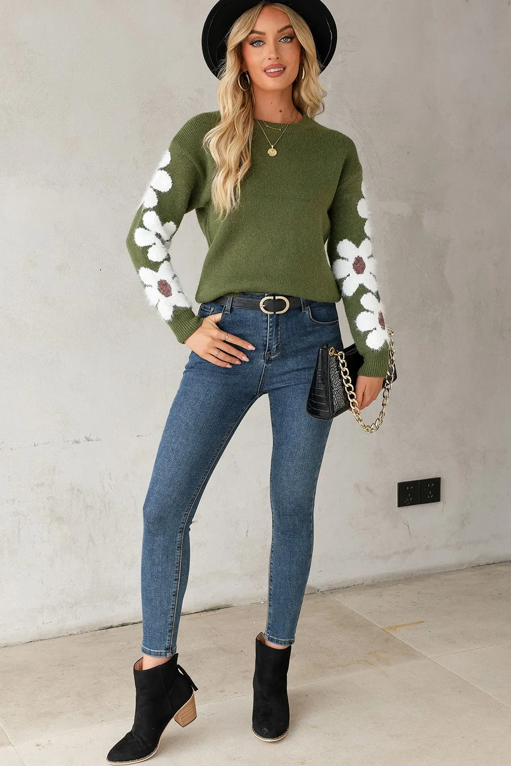 🌸 Flower Round Neck Long Sleeve Sweater 🌸