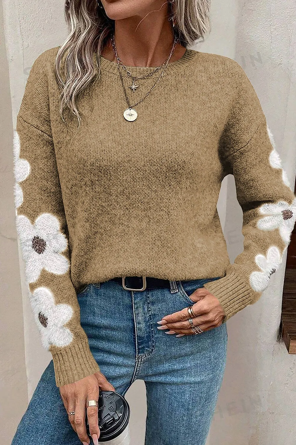 🌸 Flower Round Neck Long Sleeve Sweater 🌸