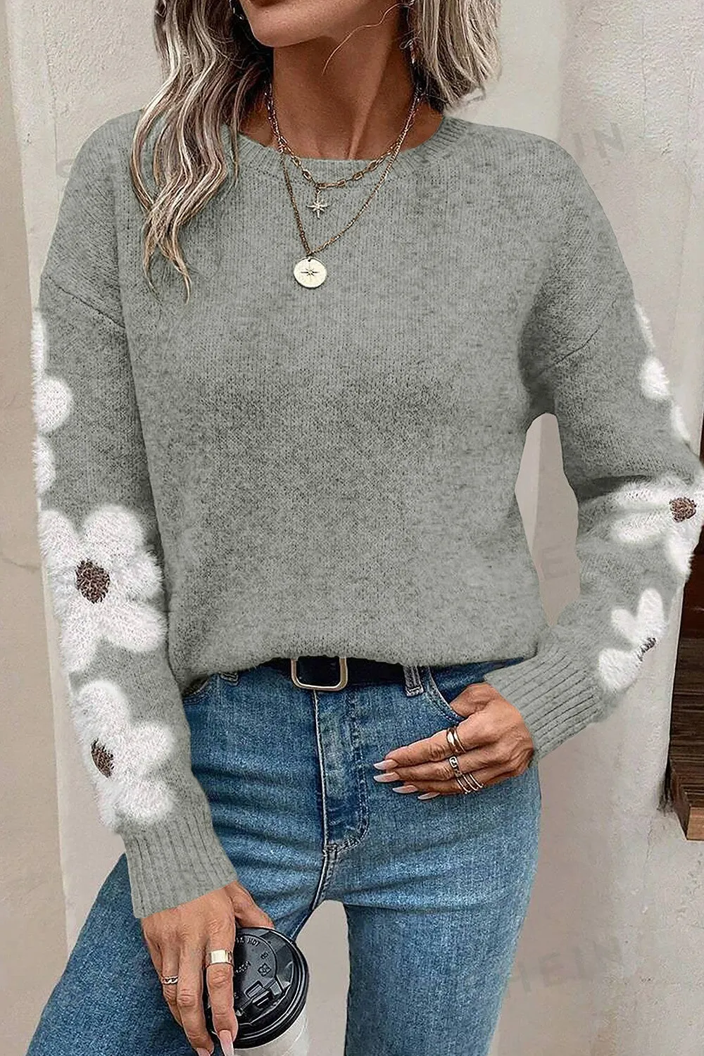 🌸 Flower Round Neck Long Sleeve Sweater 🌸