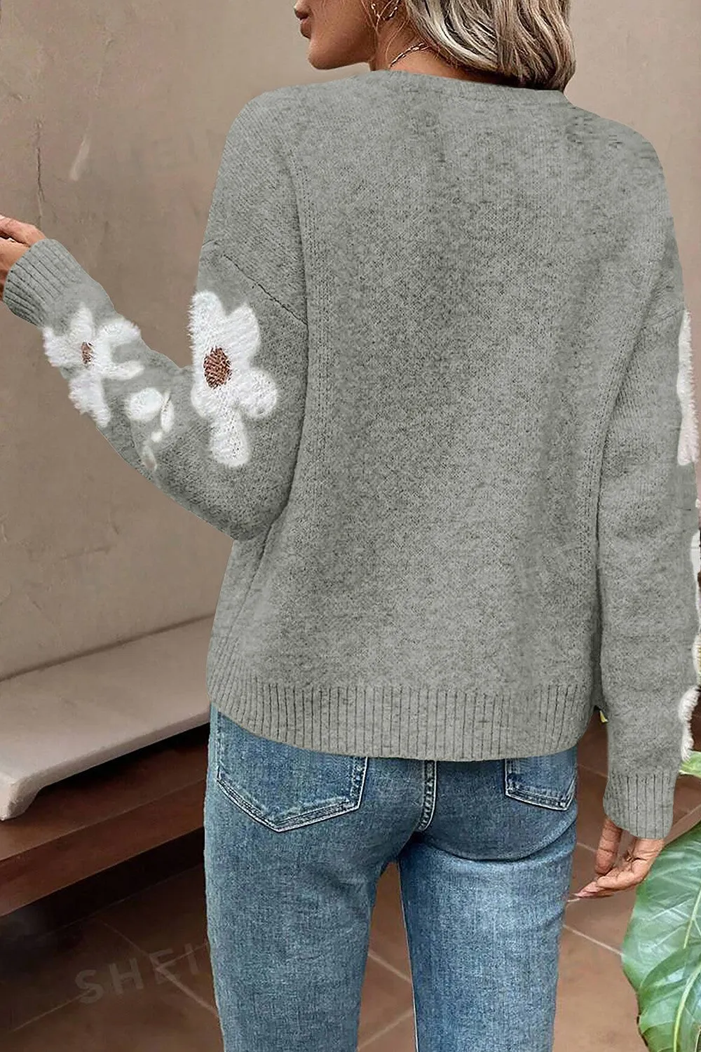 🌸 Flower Round Neck Long Sleeve Sweater 🌸