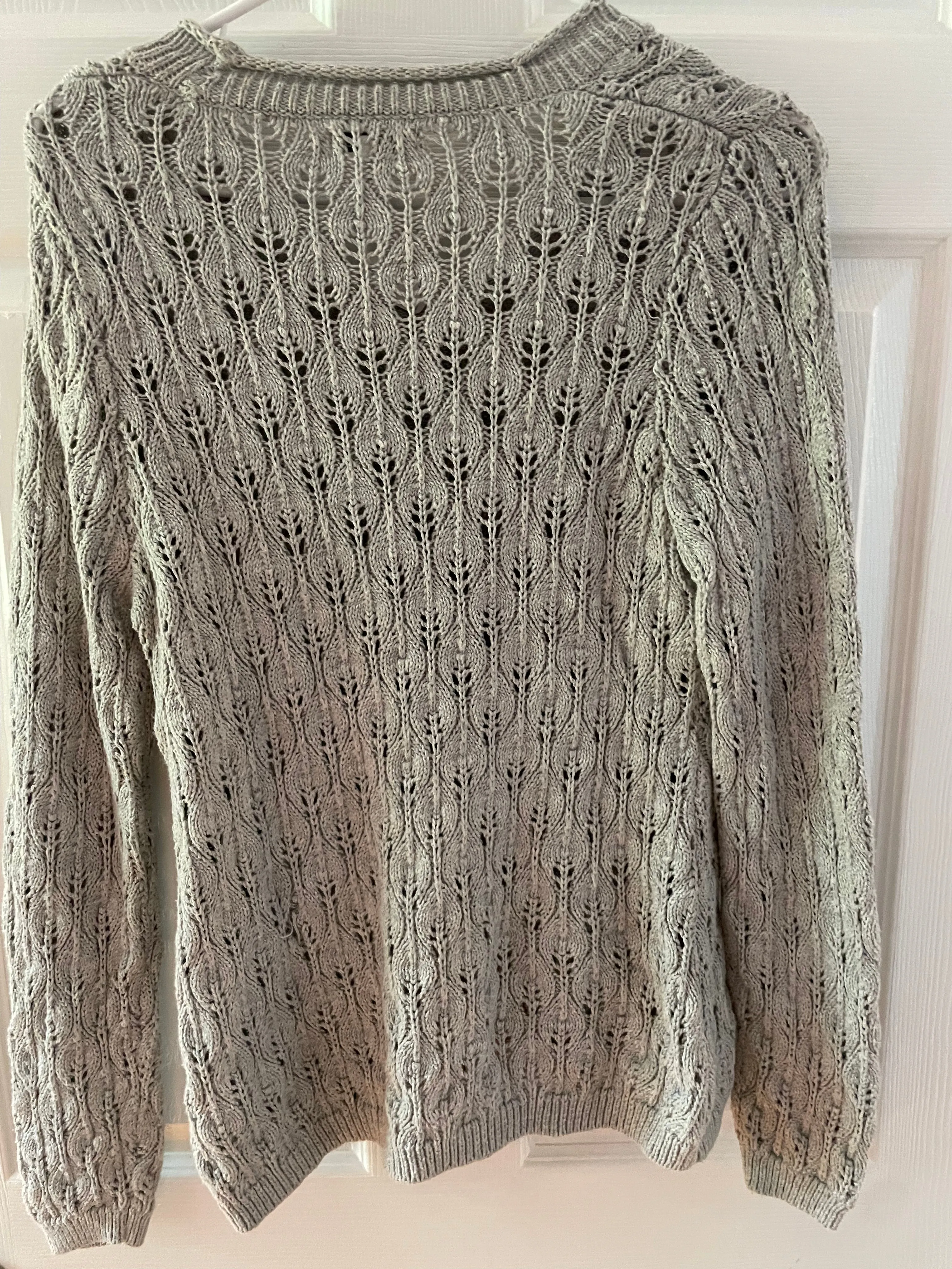 € Women Medium Light Gray Croft & Barrow Crew Long Sleeve Sweater 100% Cotton