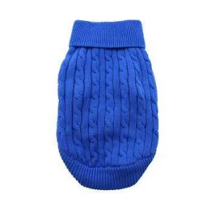 100% Pure Combed Cotton Riverside Blue Cable Knit Dog Sweater