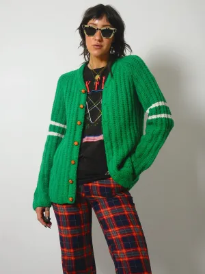 1970's Lucky Kelly Green Cardigan