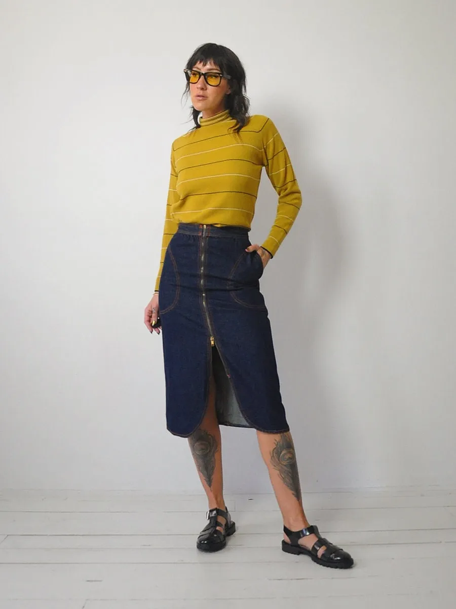 1970's Ochre Stripe Turtleneck Sweater