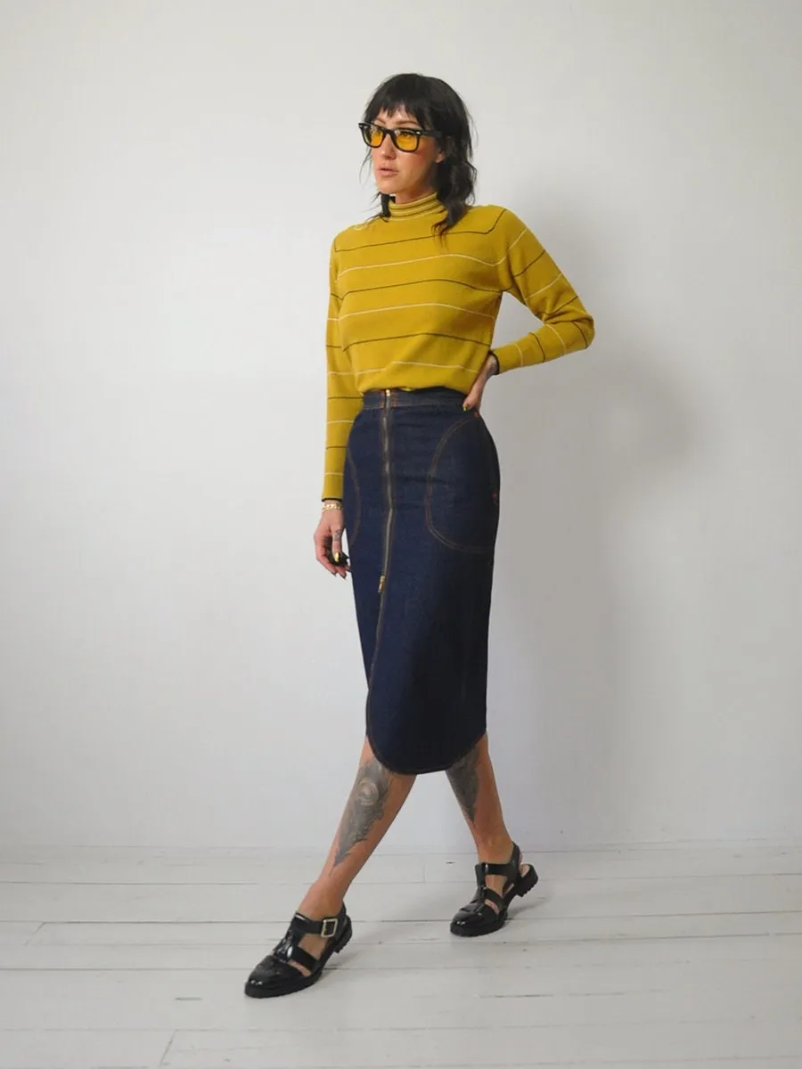 1970's Ochre Stripe Turtleneck Sweater