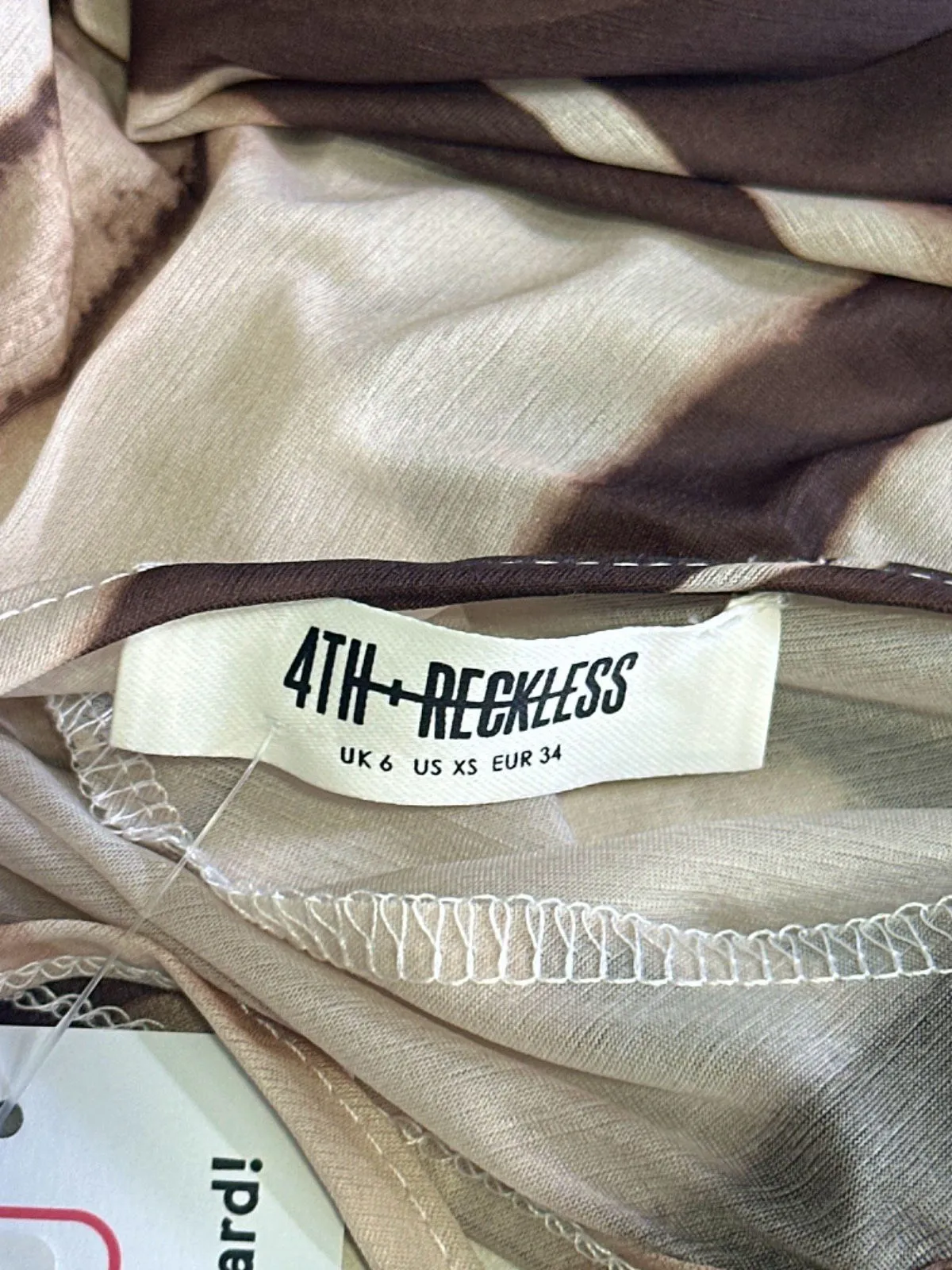 4th   Reckless Brown/Beige Striped Slip Dress UK 6