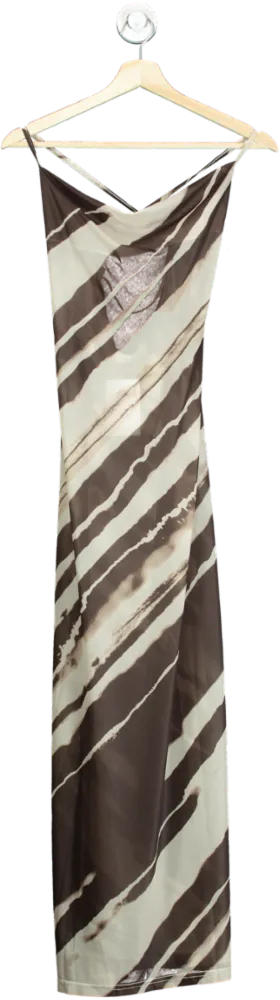 4th   Reckless Brown/Beige Striped Slip Dress UK 6