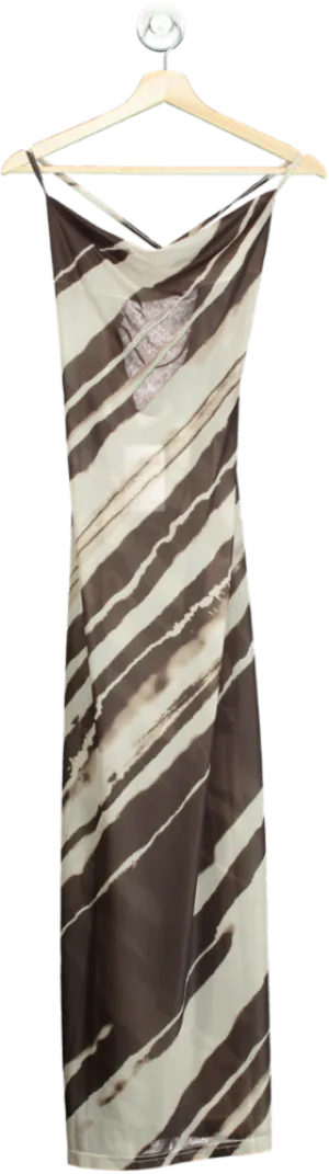 4th   Reckless Brown/Beige Striped Slip Dress UK 6