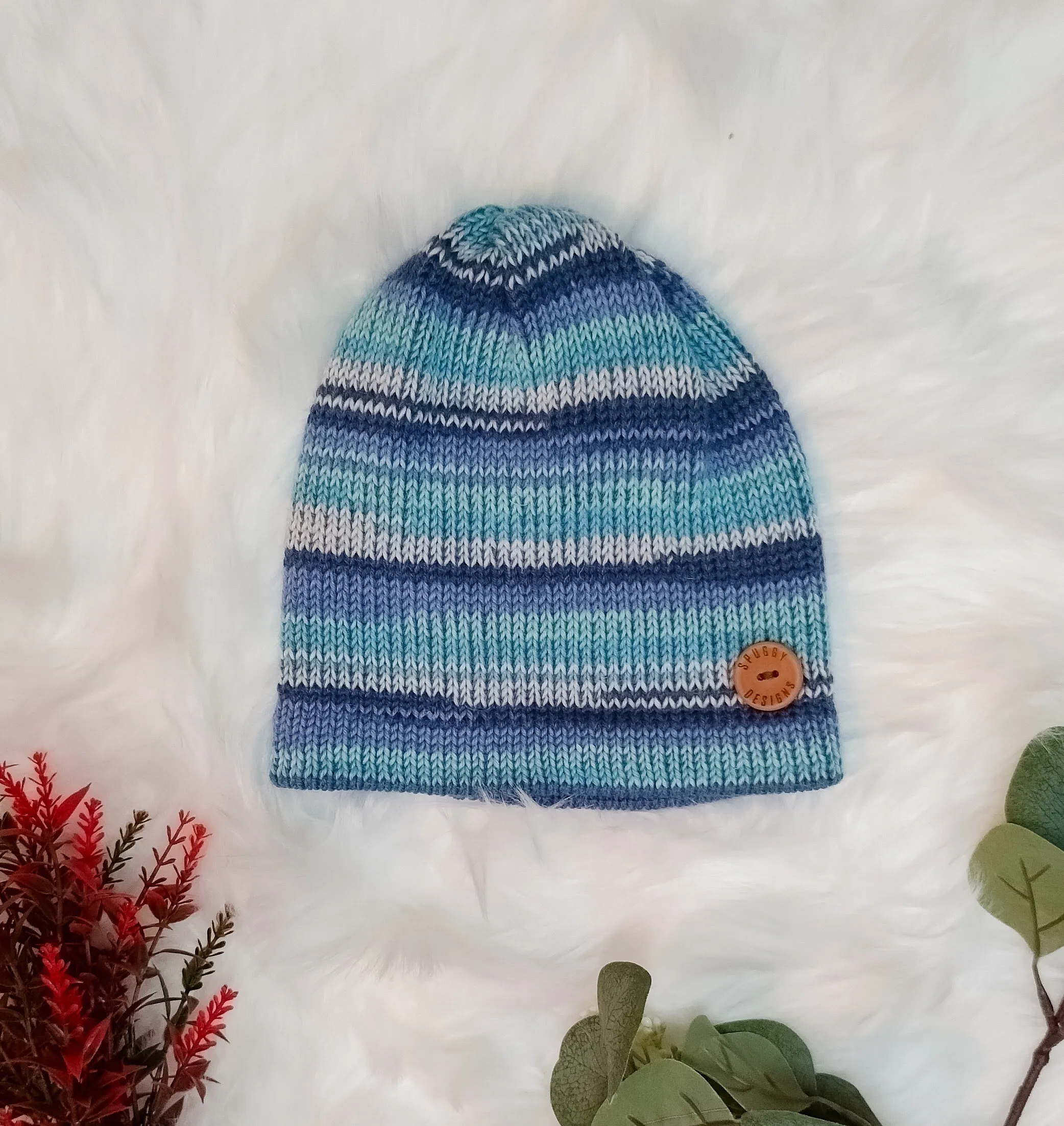 Adults Winter Ice Striped Beanie Hat