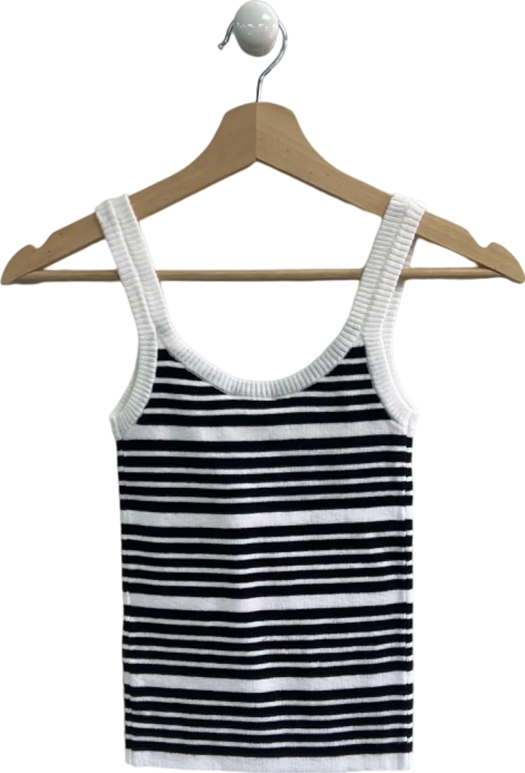 AH-RECKLESS Navy White Striped Knit Tank Top UK 8