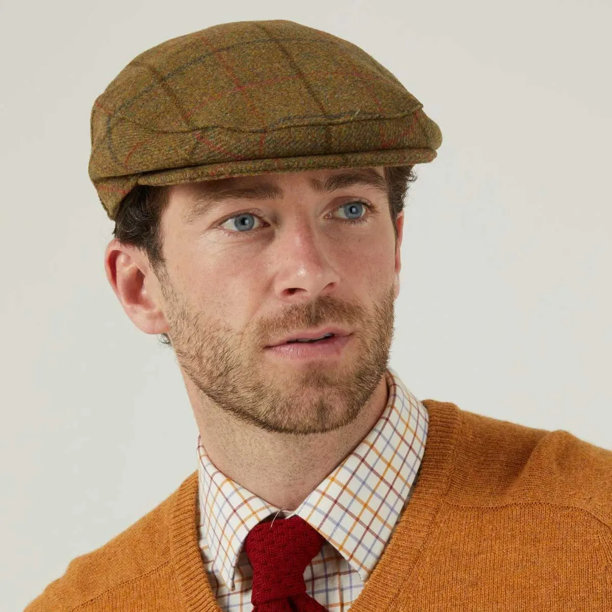 ALAN PAINE Combrook Mens Tweed Flat Cap - Thyme