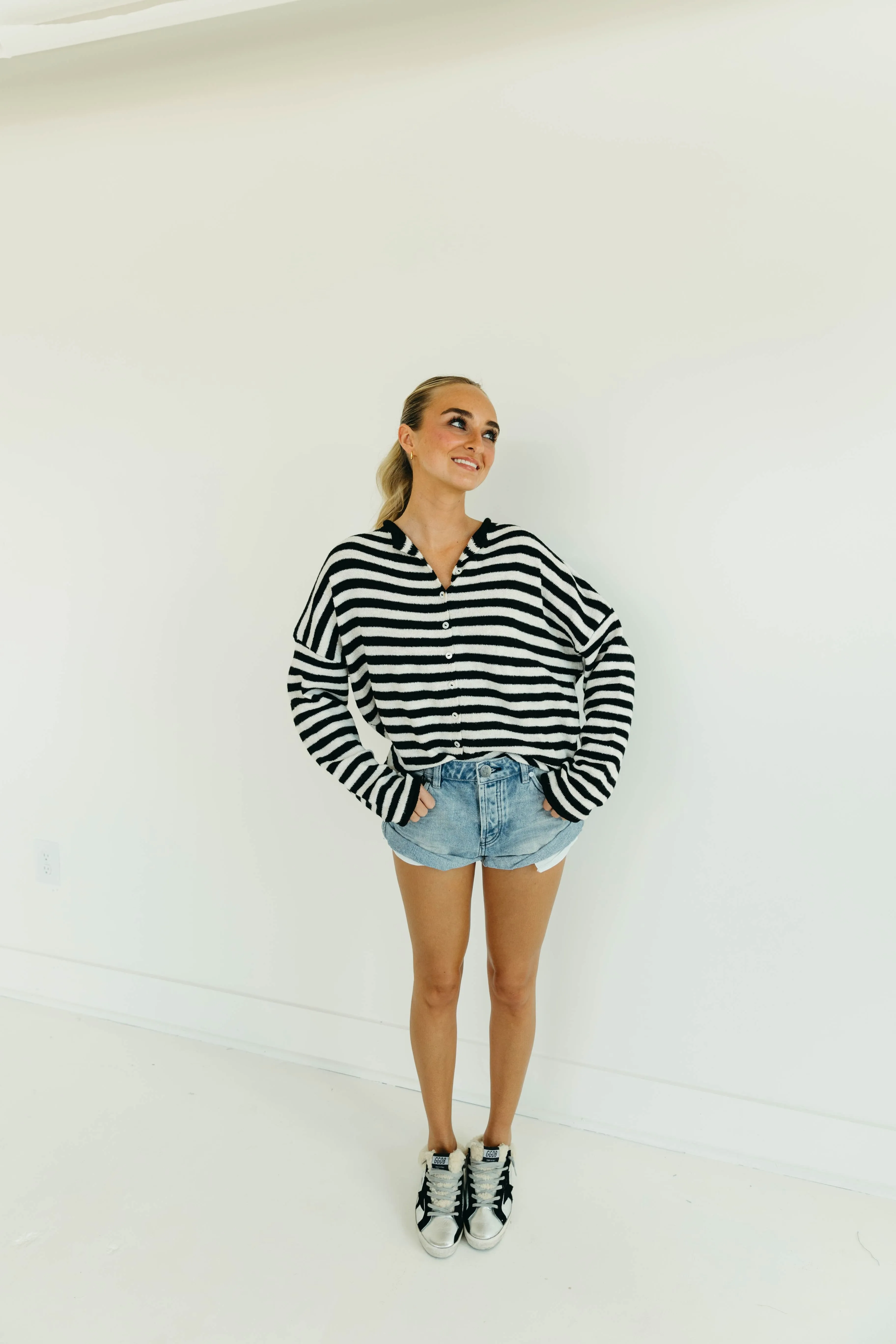 Alfie Striped Cardigan - Ivory/Black