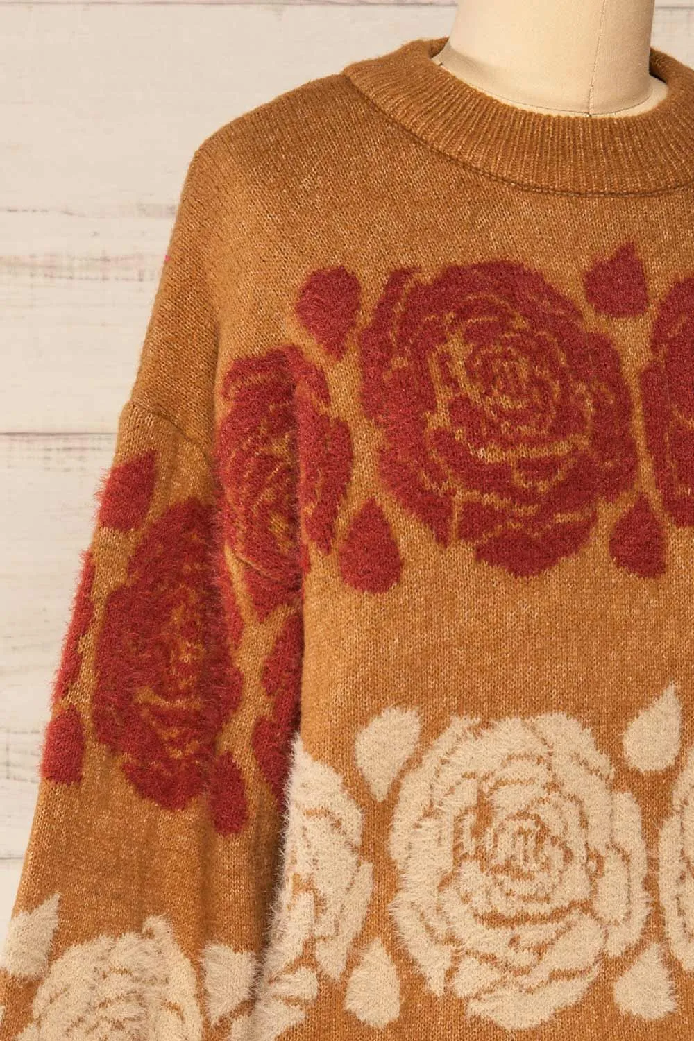 Alopronoia | Rose Pattern Round Collar Sweater