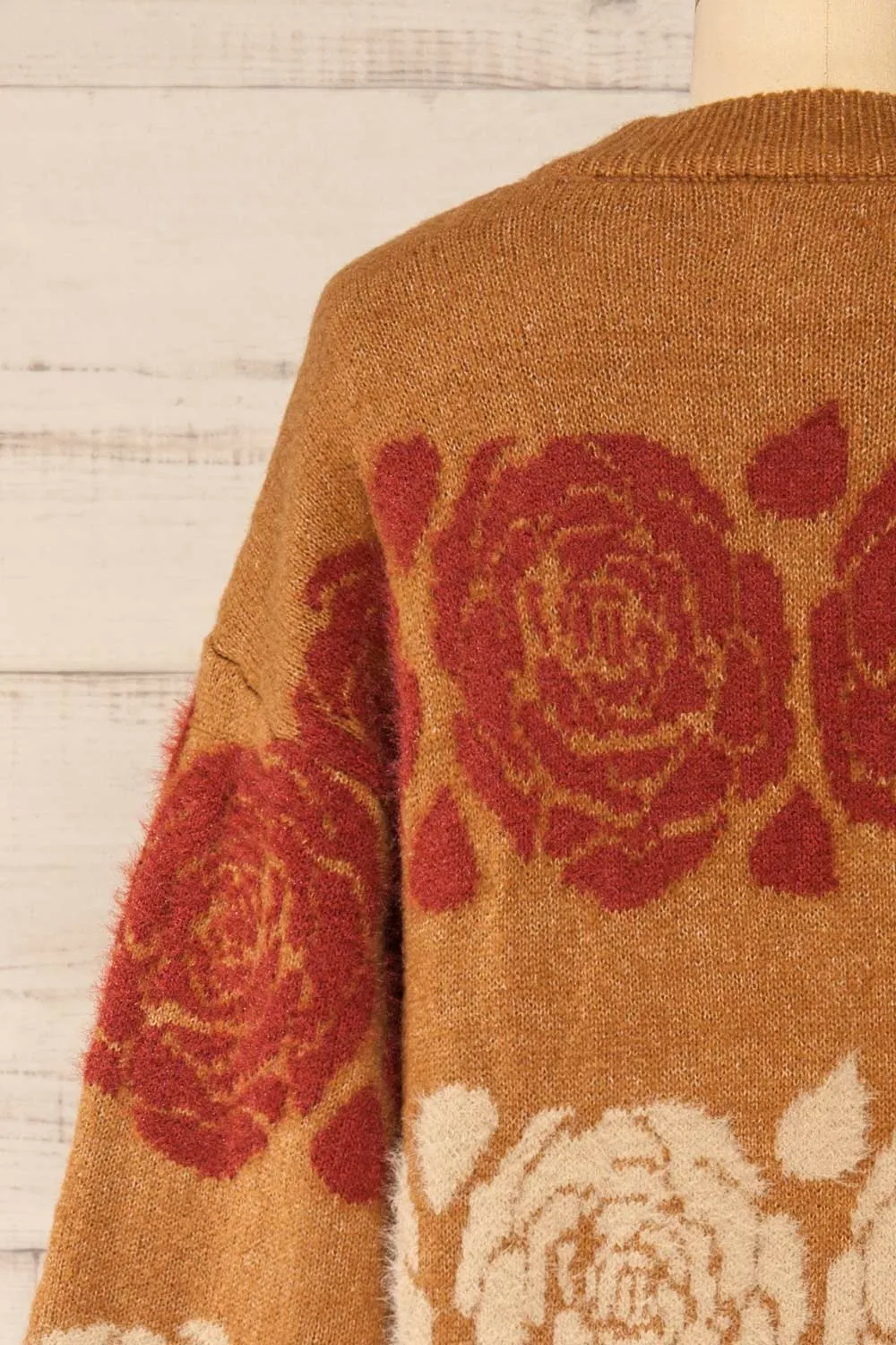 Alopronoia | Rose Pattern Round Collar Sweater