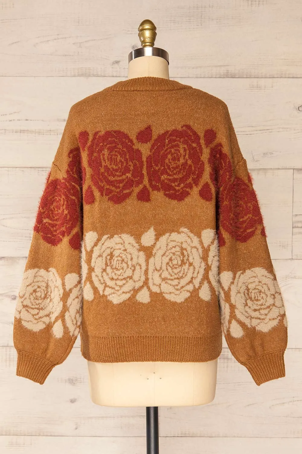 Alopronoia | Rose Pattern Round Collar Sweater