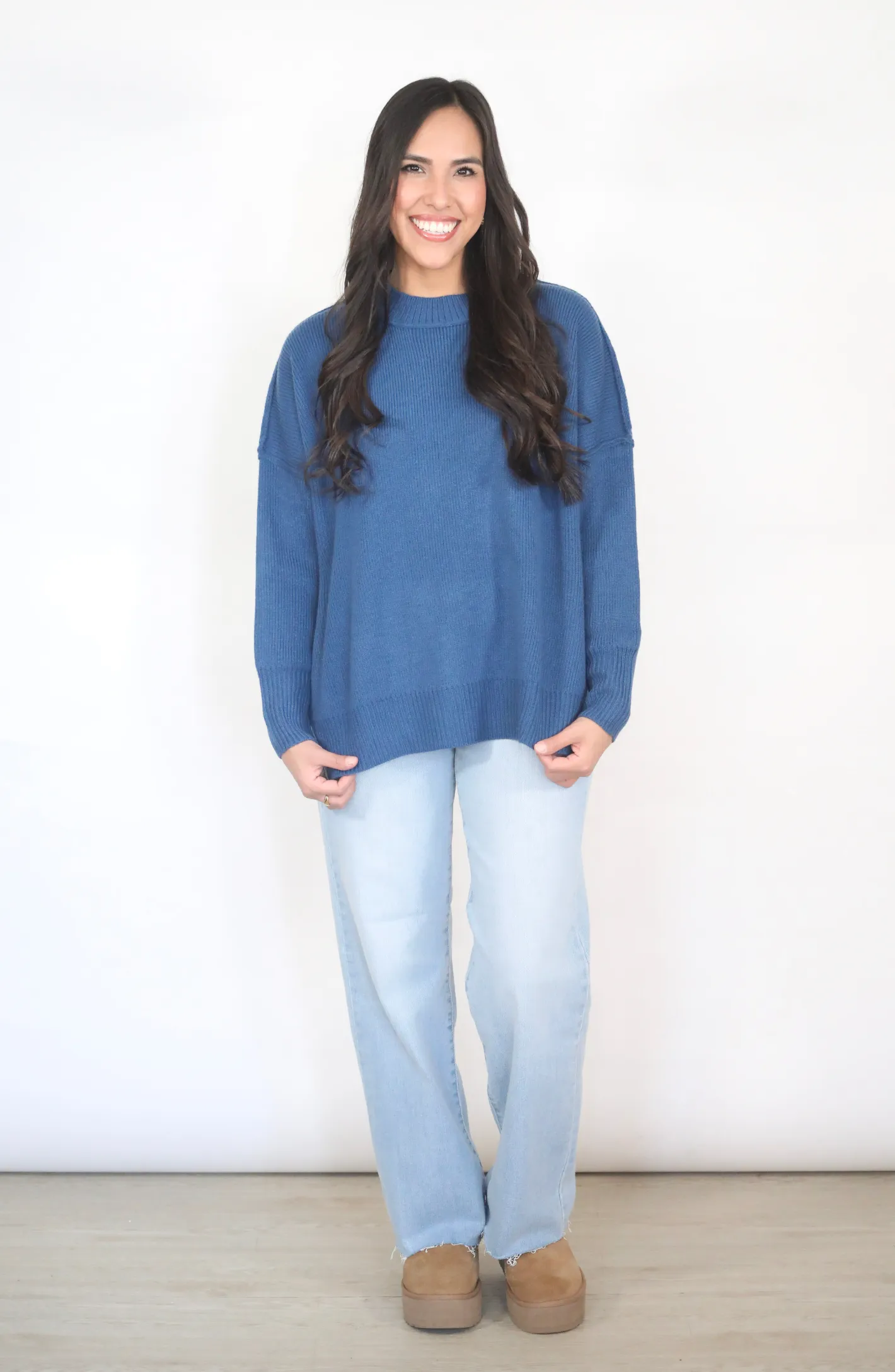 An Eye For You Blue Mock Neck Sweater