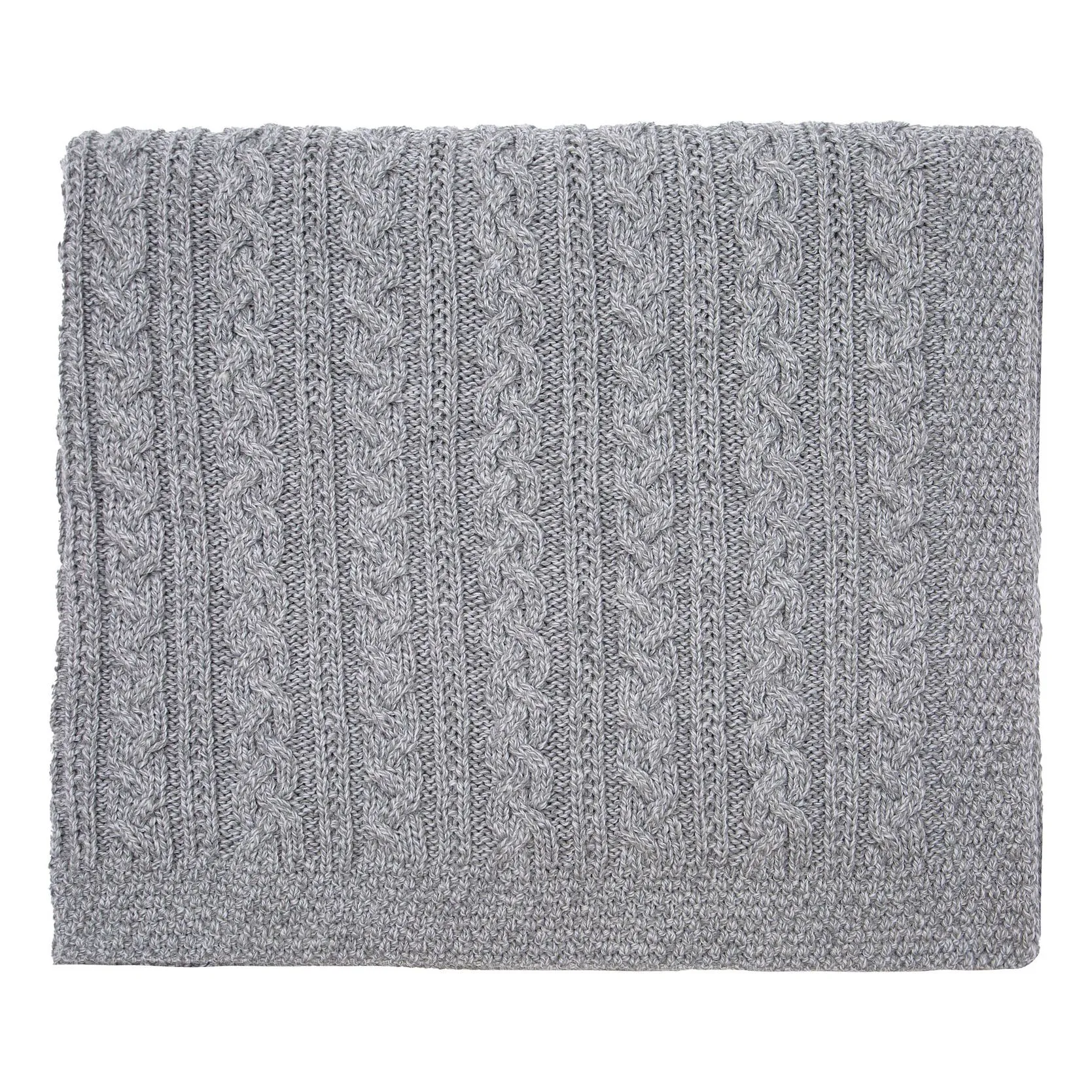 Aran Cable Knit Irish Blanket in Merino Wool Blend