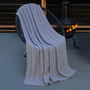 Aran Cable Knit Irish Blanket in Merino Wool Blend