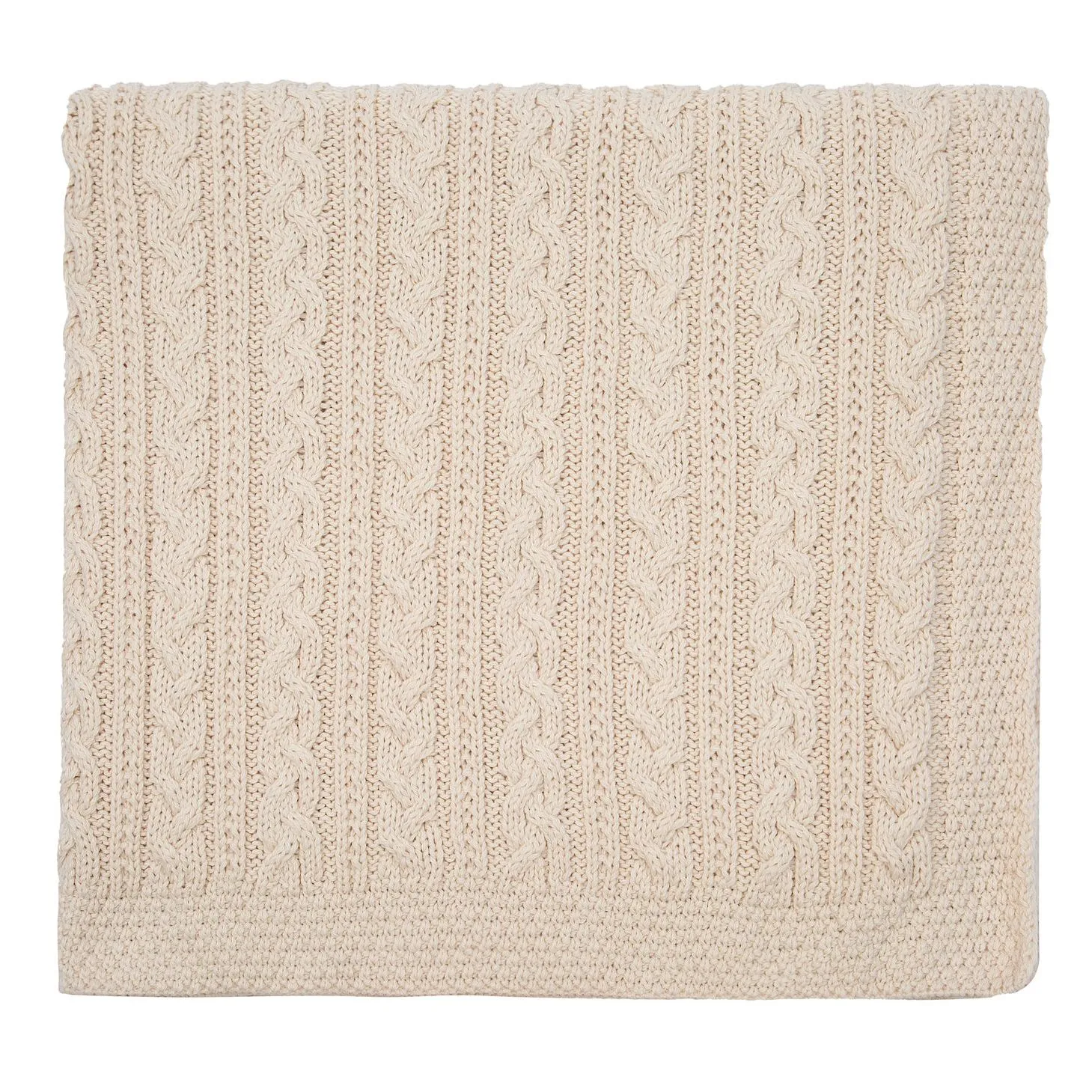 Aran Cable Knit Irish Blanket in Merino Wool Blend