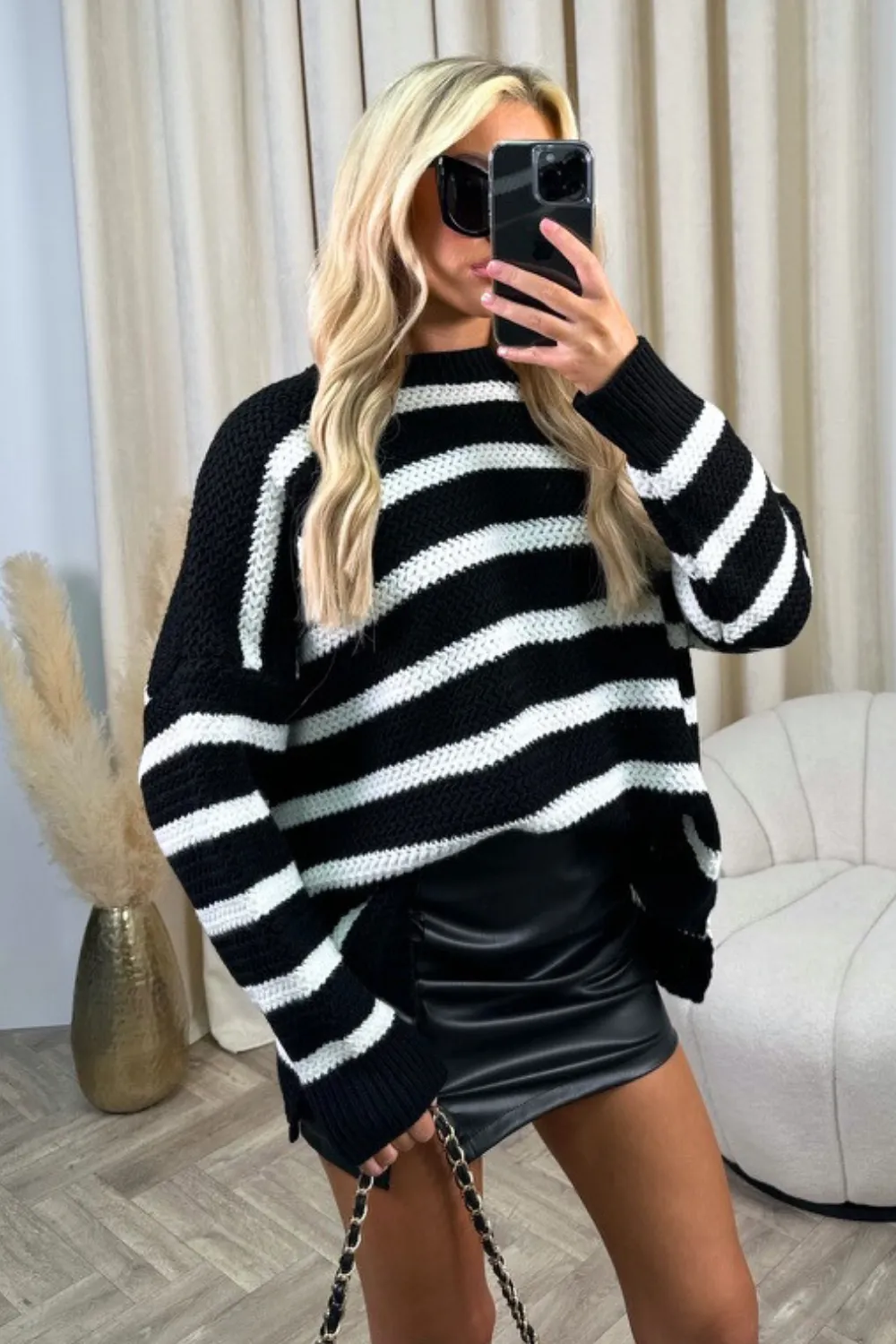 Audrey black and white striped knit jumper