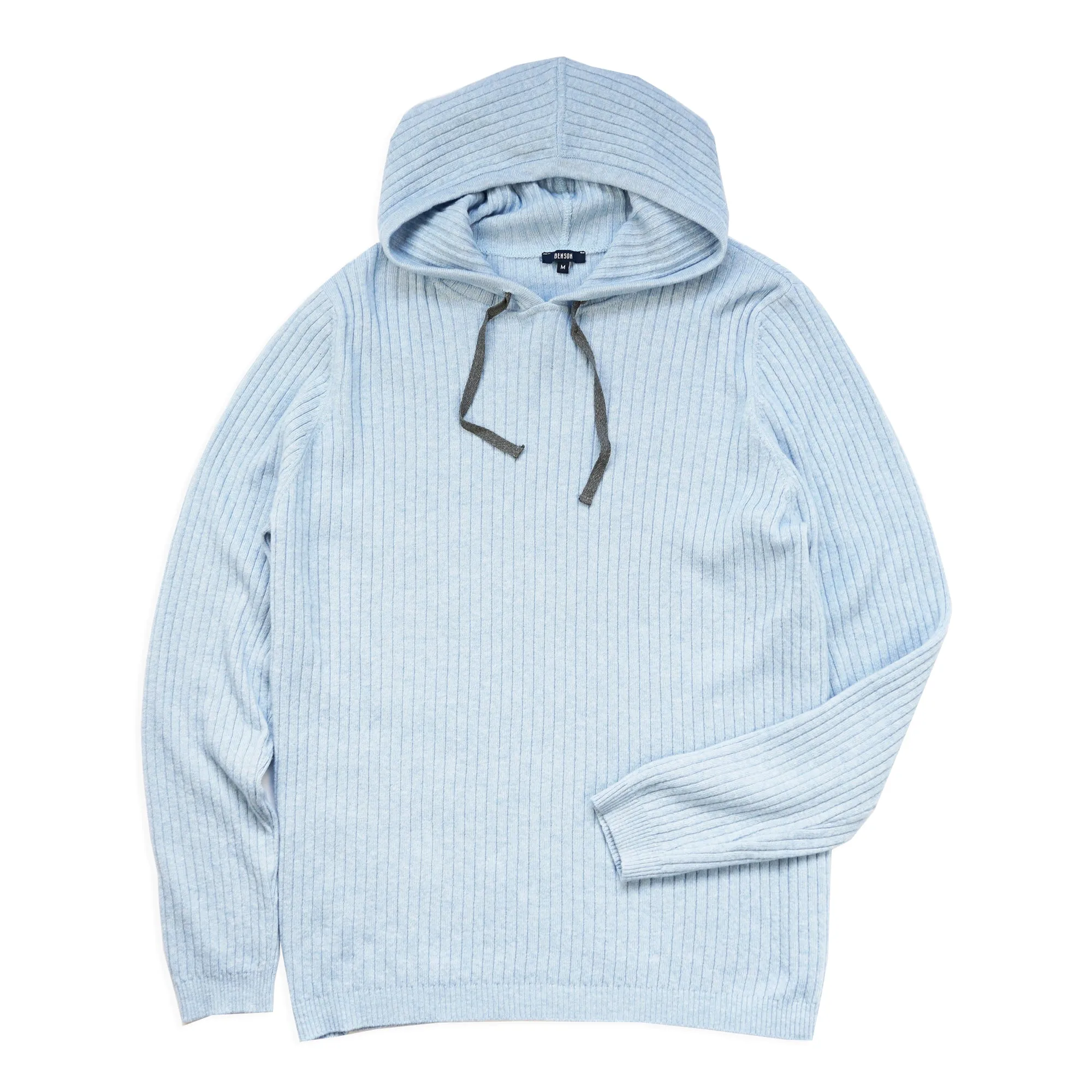 Austin Ribbed Knit Pale Blue Hoodie