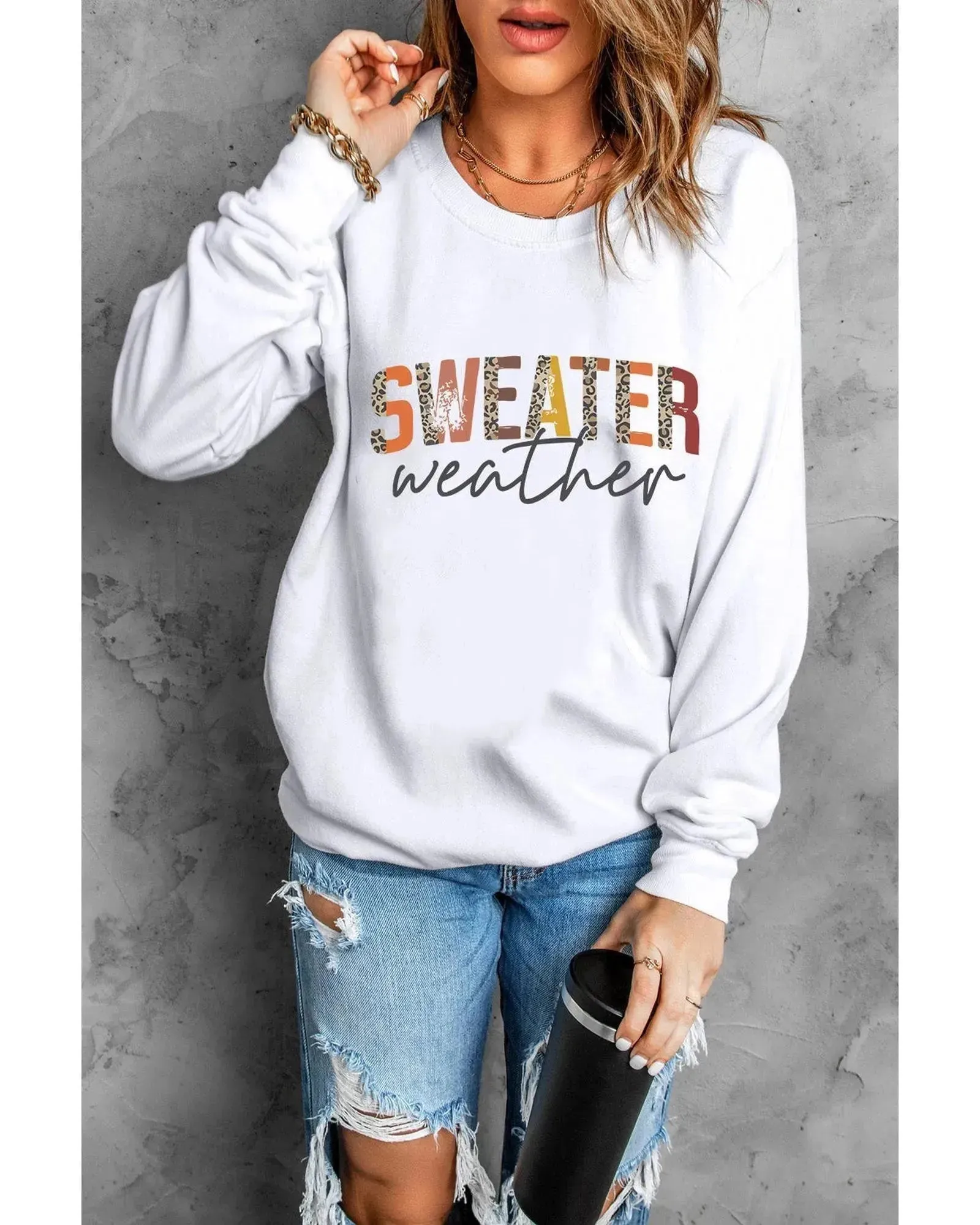 Azura Exchange Sweater Weather Monogram Sweatshirt - M