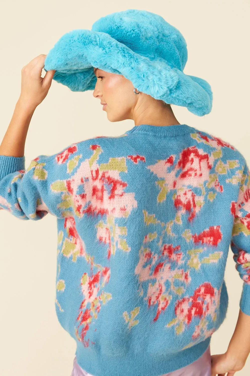 Banana Peel Blend Floral Blue Jumper