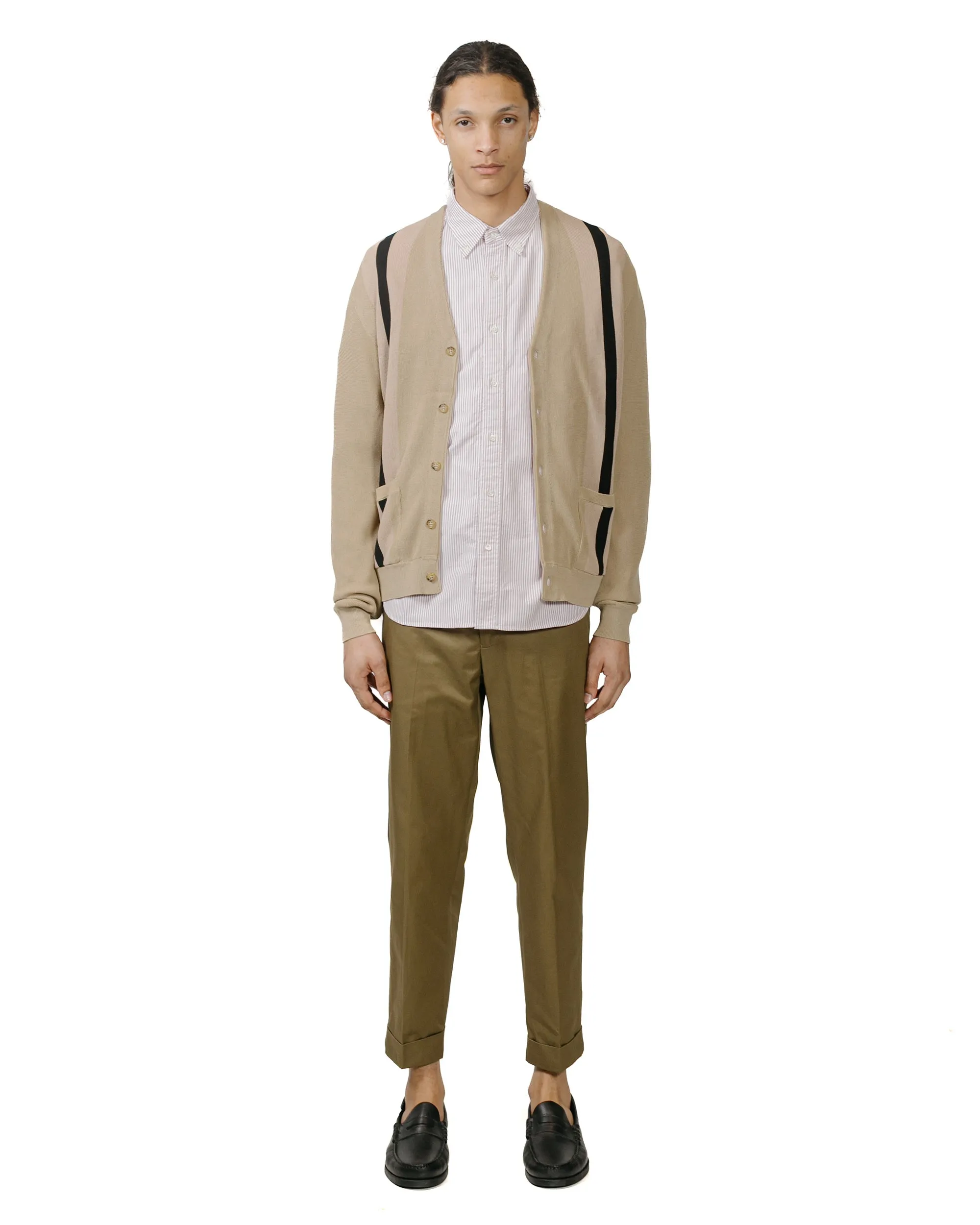 Beams Plus Cardigan Stripe Beige