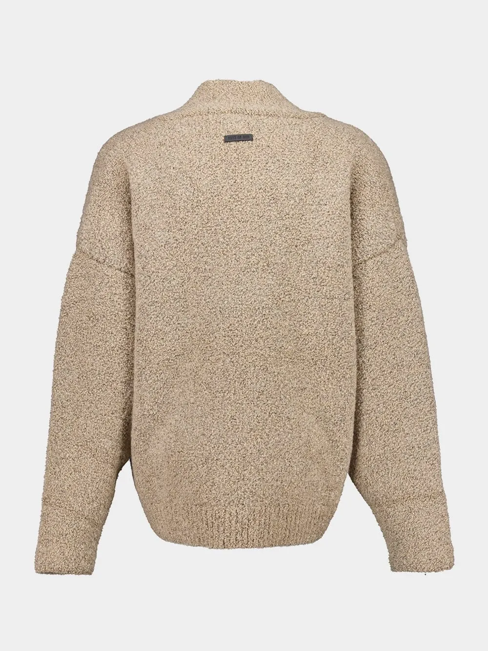 Beige Wool Mohair V-Neck Sweater