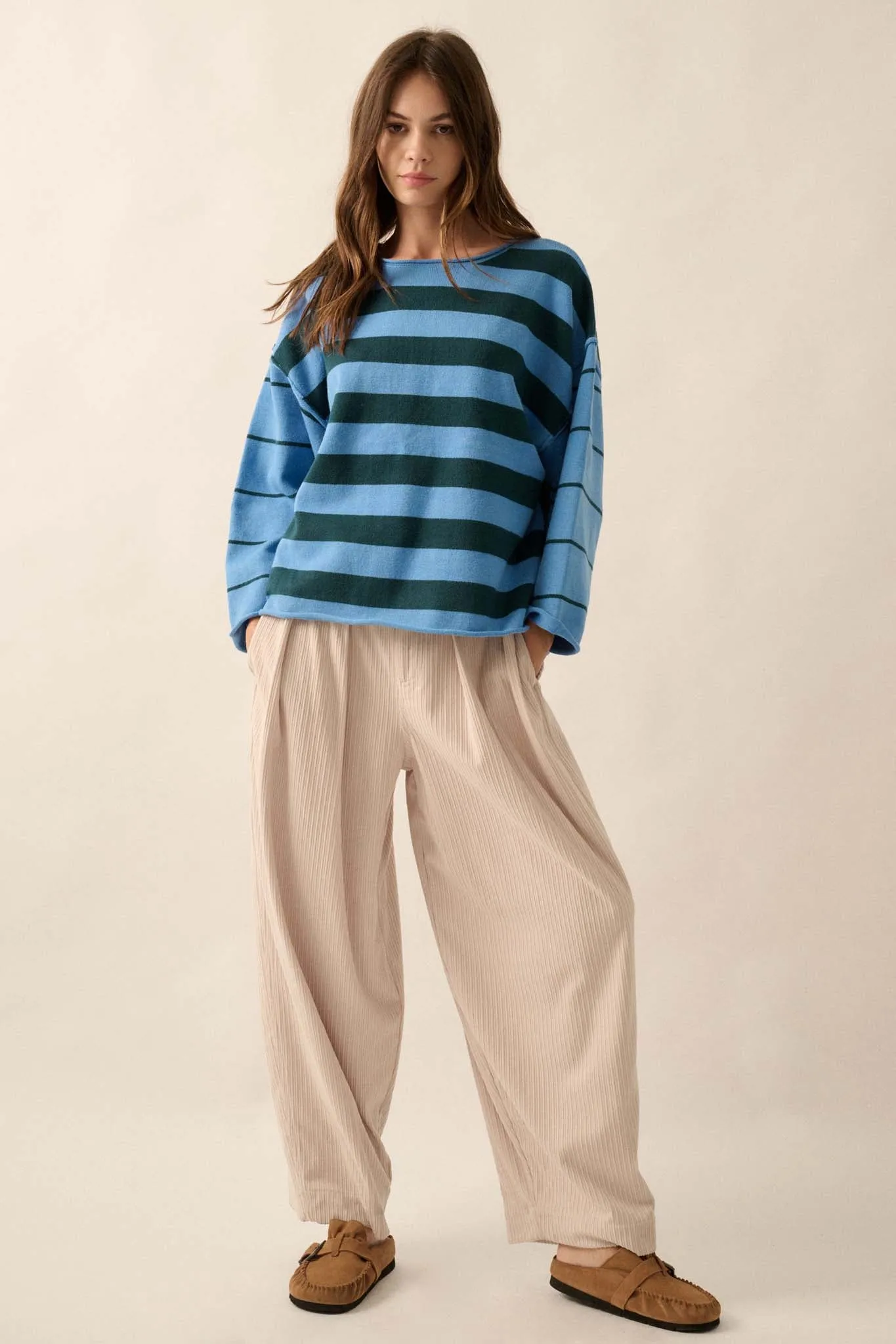 Bend the Rules Striped Rolled-Edge Sweater