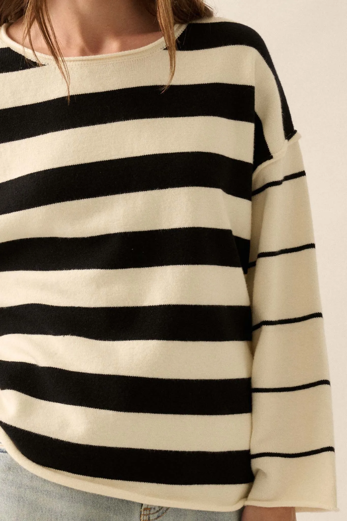 Bend the Rules Striped Rolled-Edge Sweater