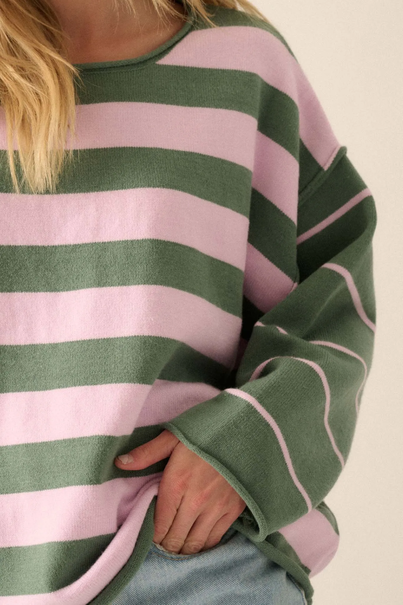 Bend the Rules Striped Rolled-Edge Sweater