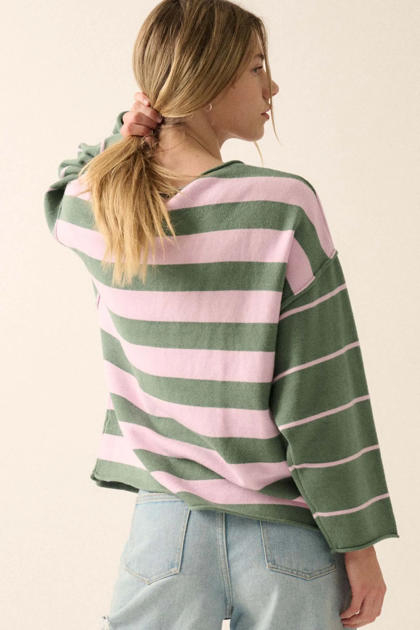 Bend the Rules Striped Rolled-Edge Sweater