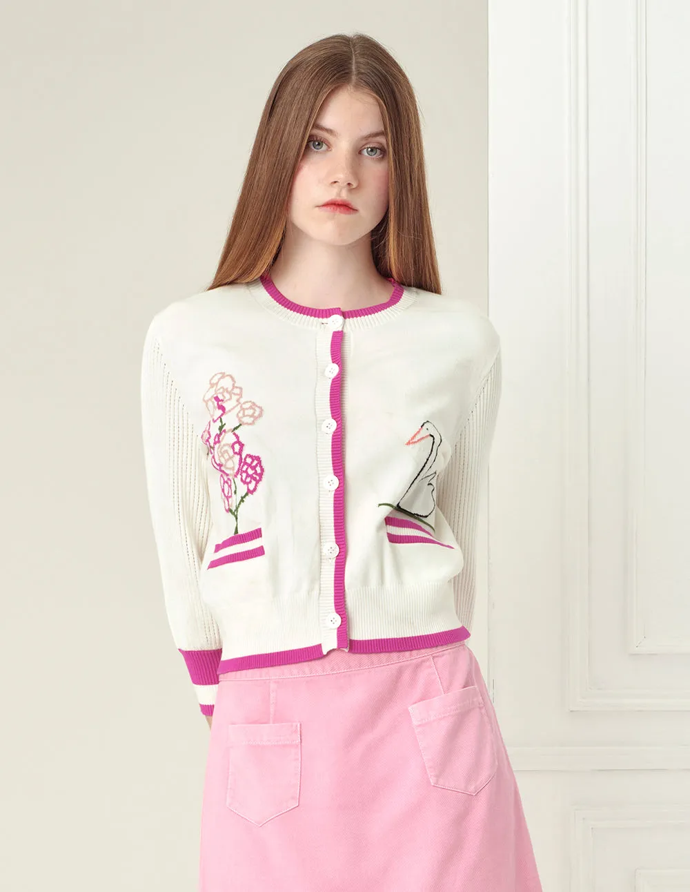 BORA AKSU Doodle Patterned Long Sleeve Cardigan