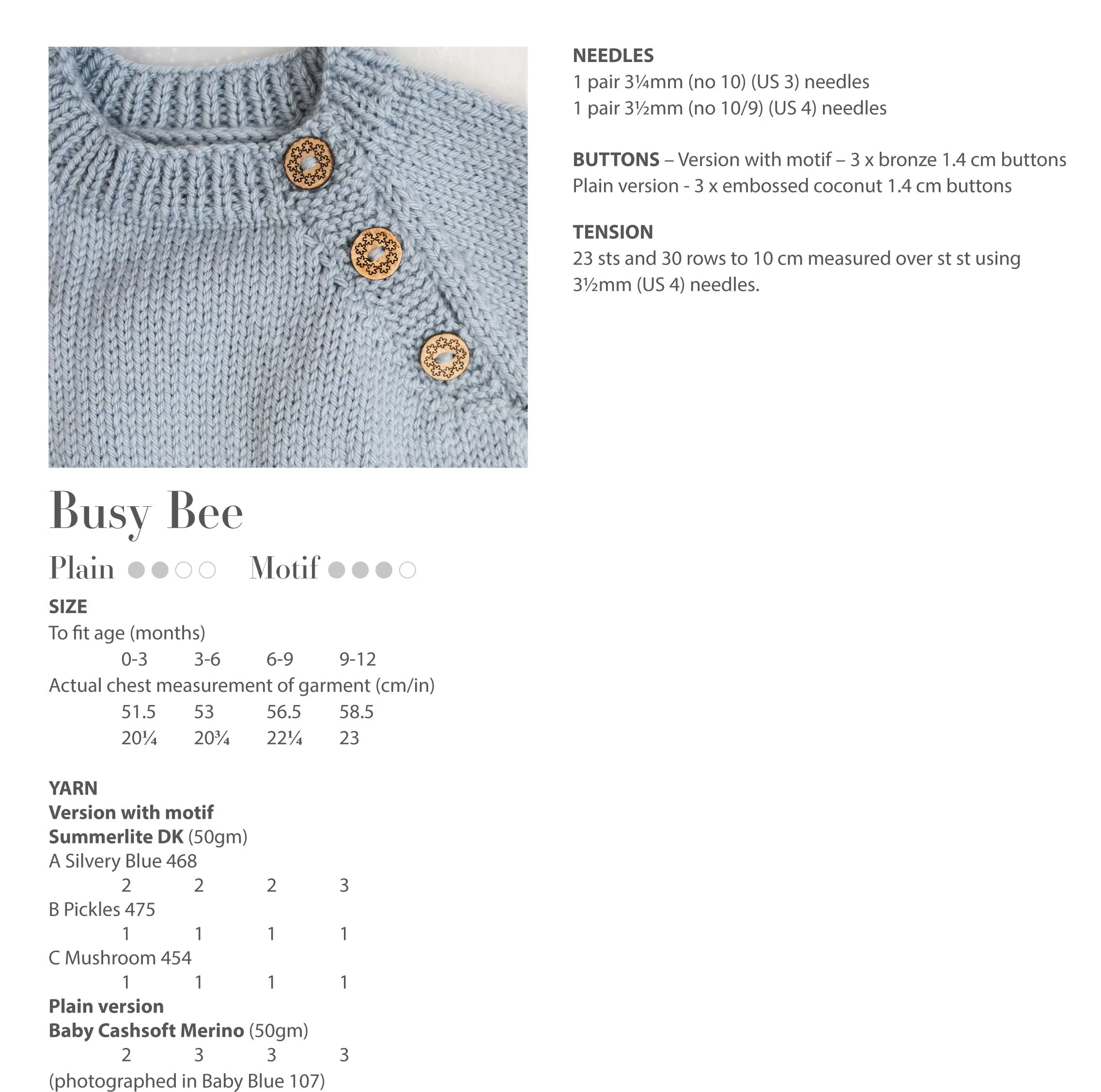 Busy Bee Motif Sweater in Rowan Summerlite Dk - Digital Version