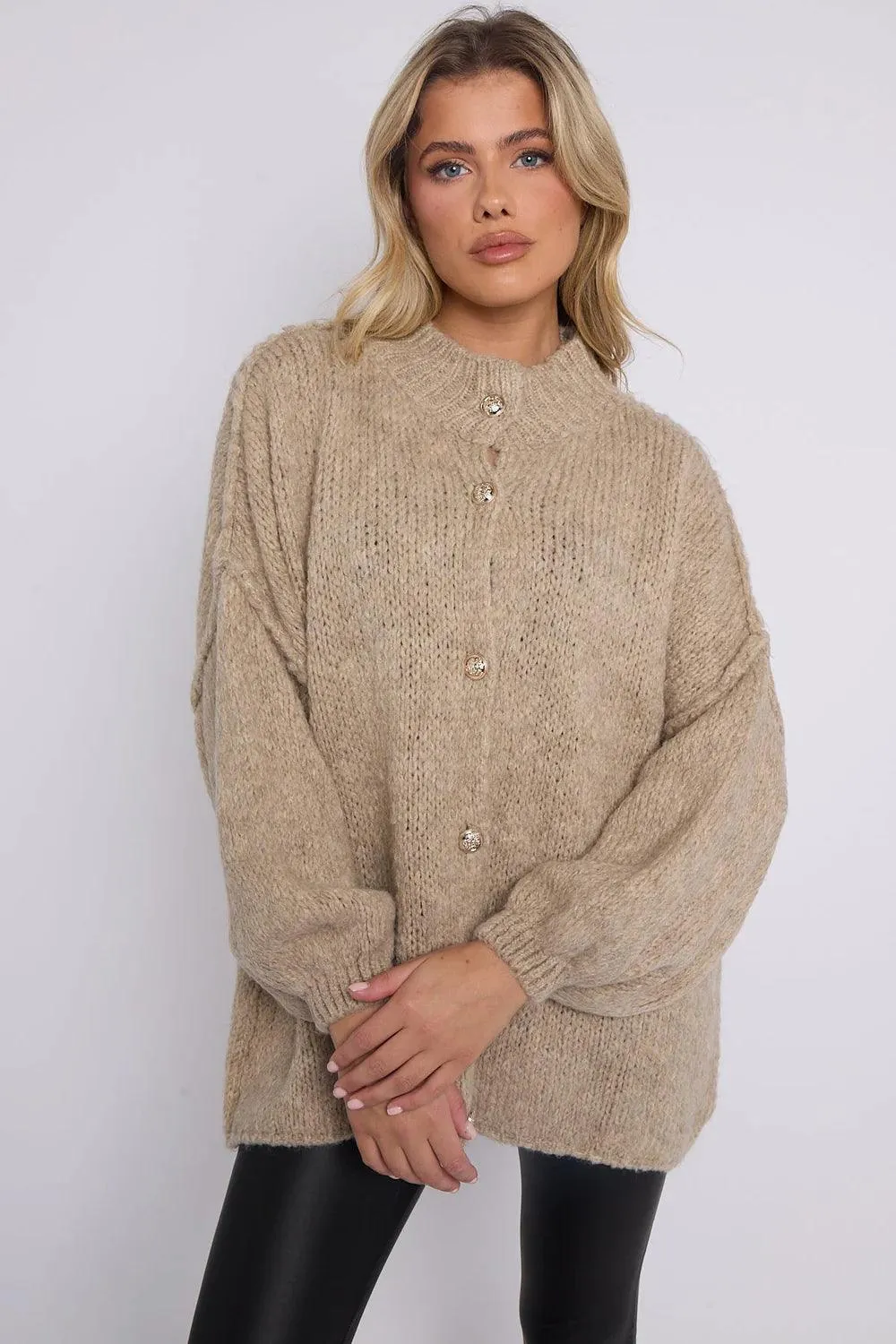 Calista Button Detail Bubble Sleeve Jumper