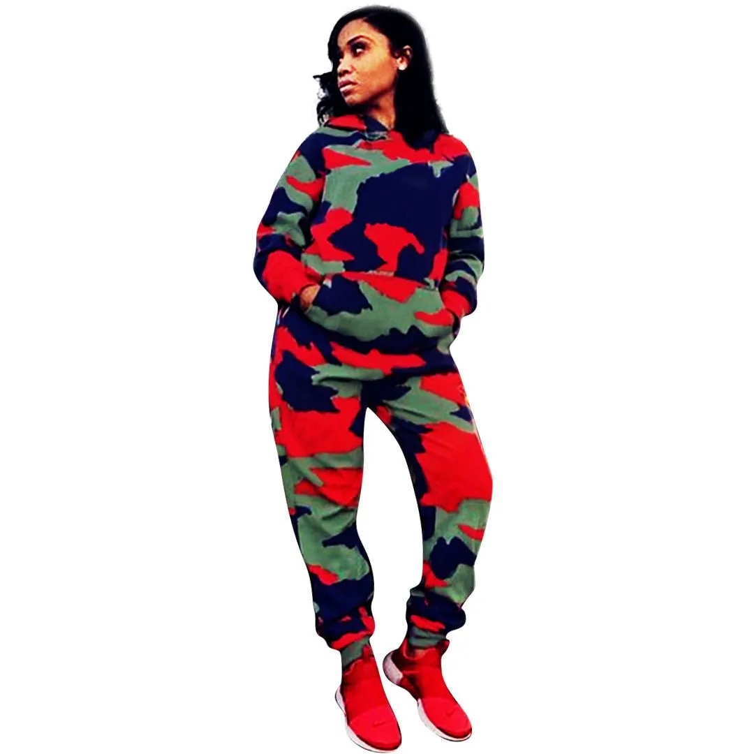 Camouflage Print Knitwear Pantsuit