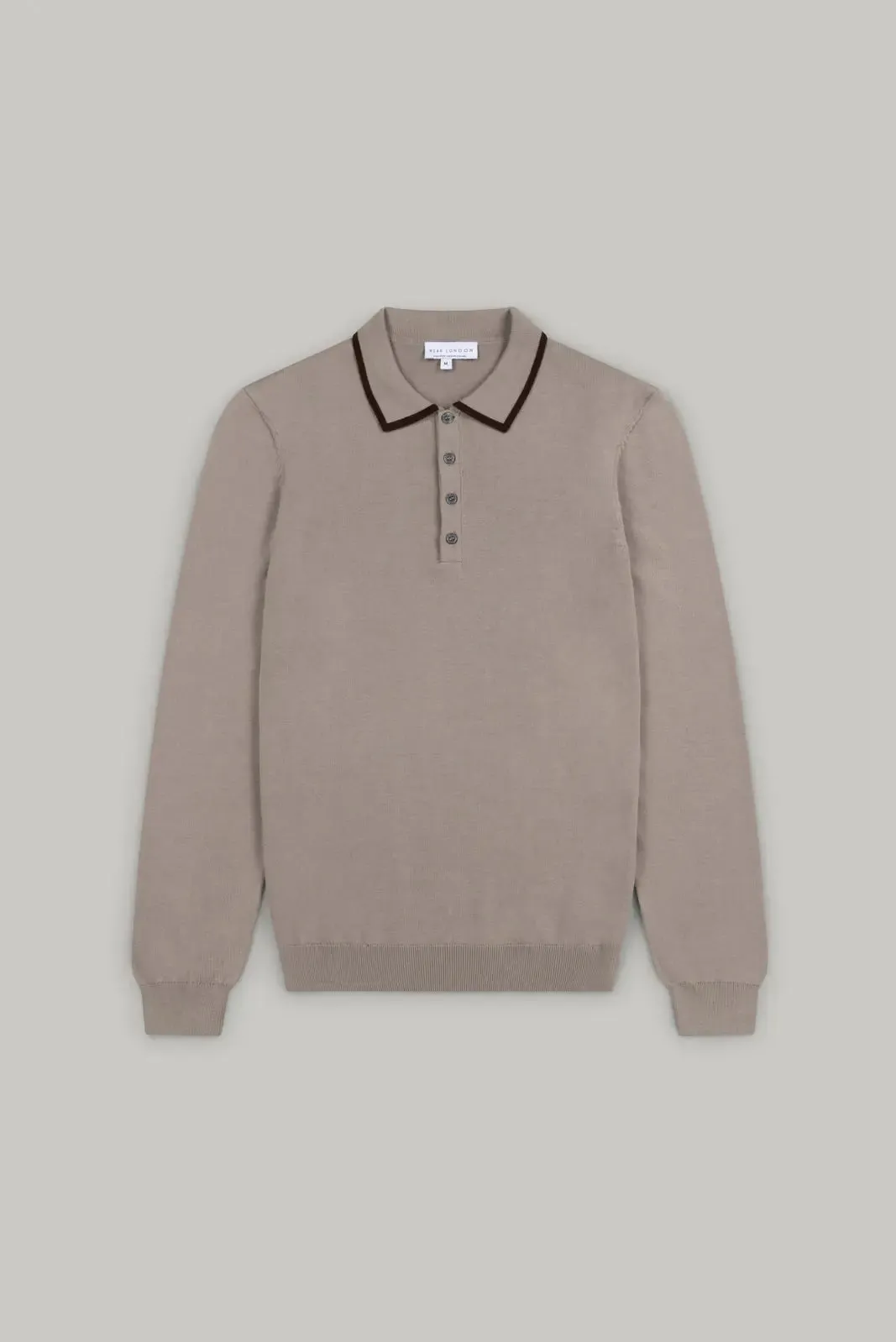 Carnaby 4 Button Knitted Polo Shirt - Taupe