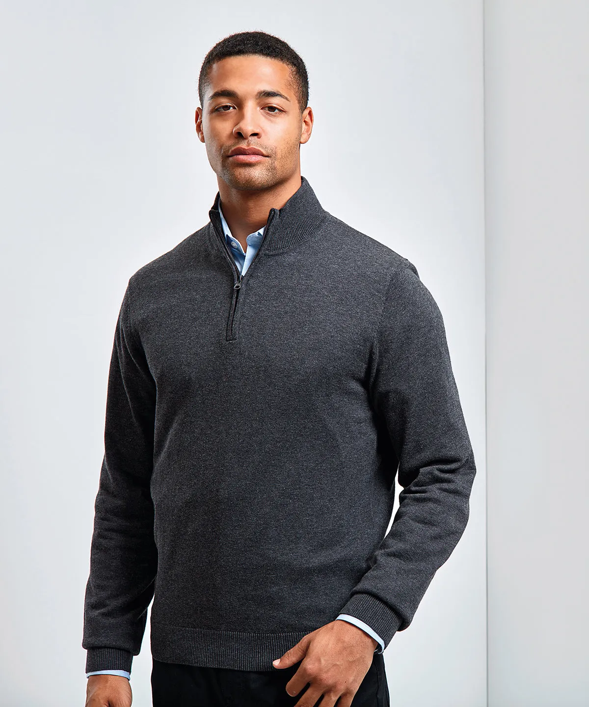 Charcoal - ¼ zip knitted sweater