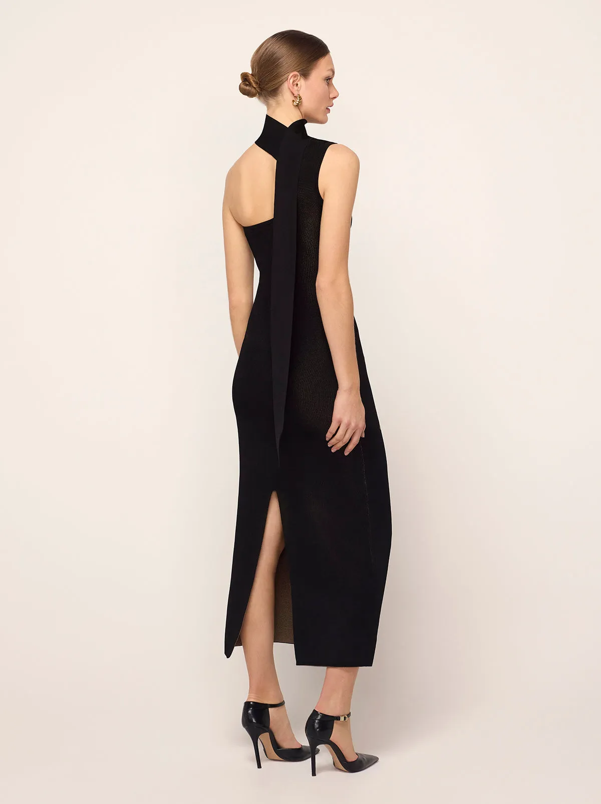 Chloe Black Rose One Shoulder Knit Dress