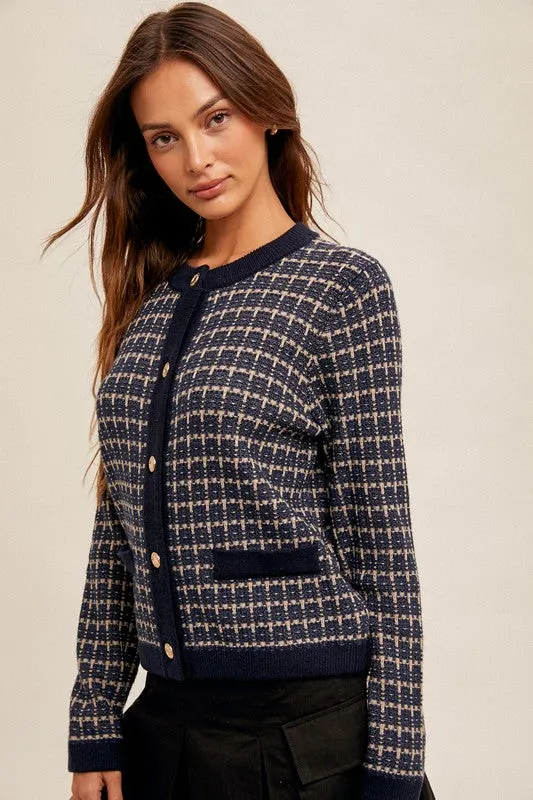 Classy Tweed Look Sweater Cardigan