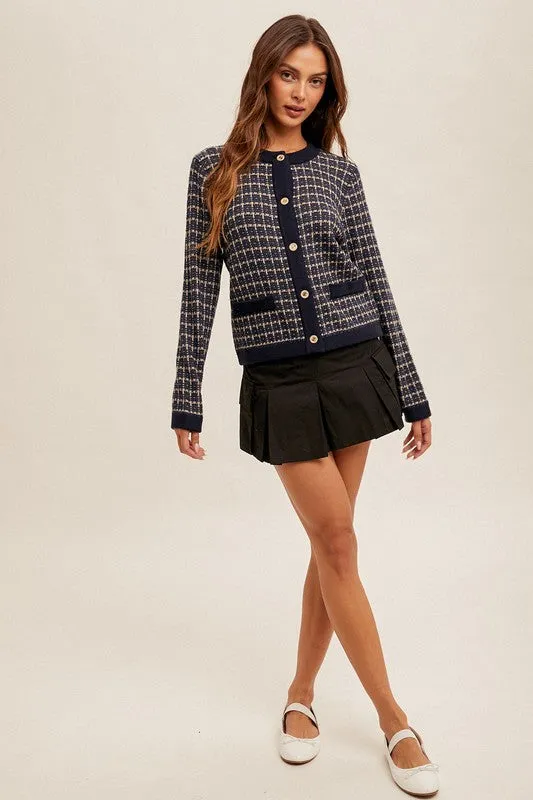 Classy Tweed Look Sweater Cardigan