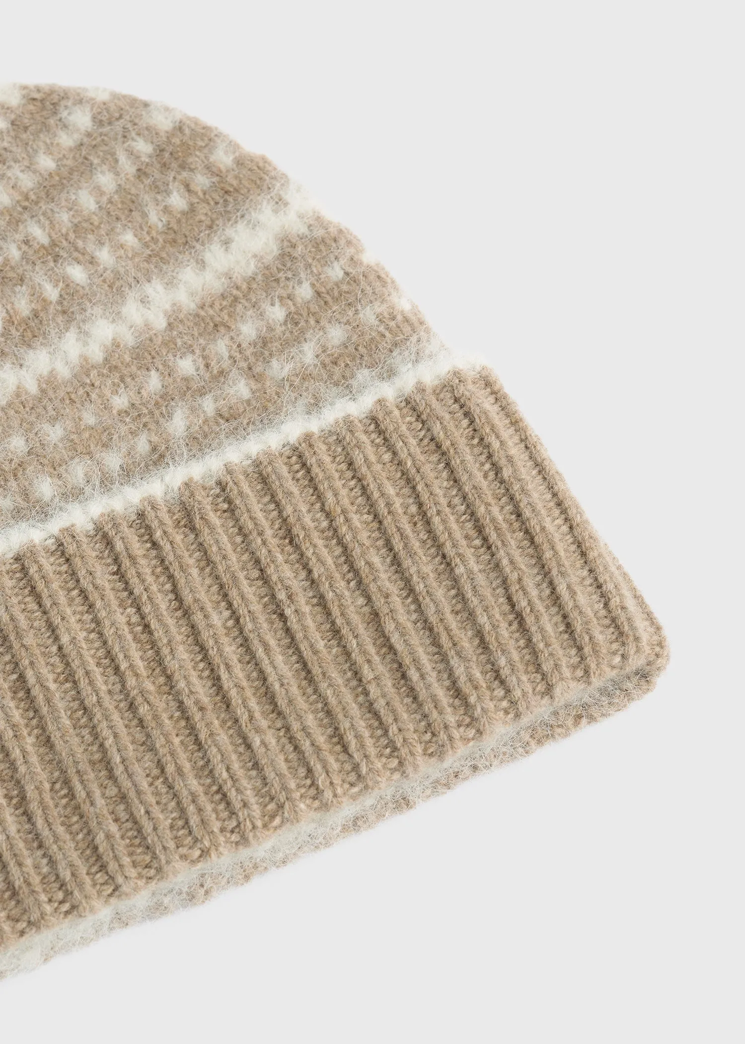 Contrast-edge beanie soft camel