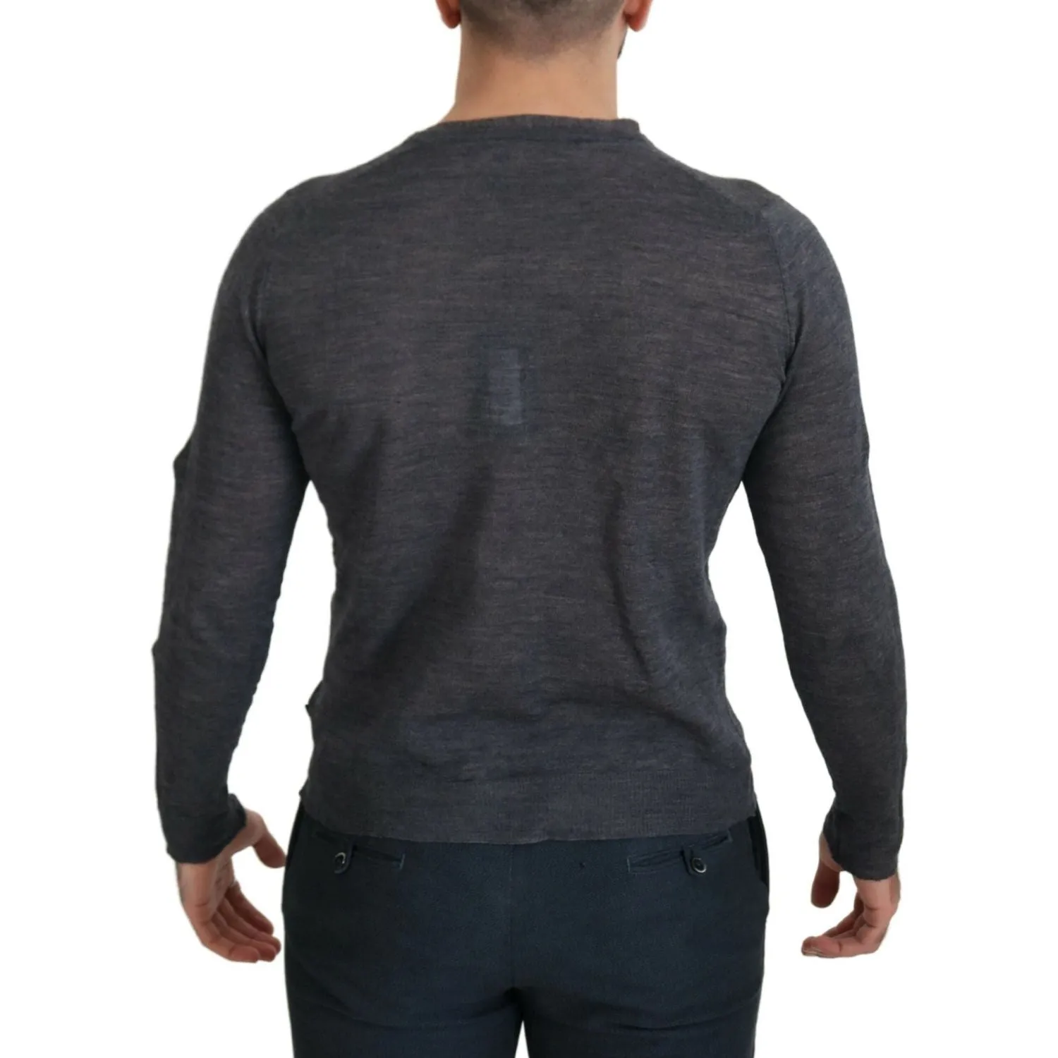 Costume National Sleek Gray Crewneck Pullover Sweater