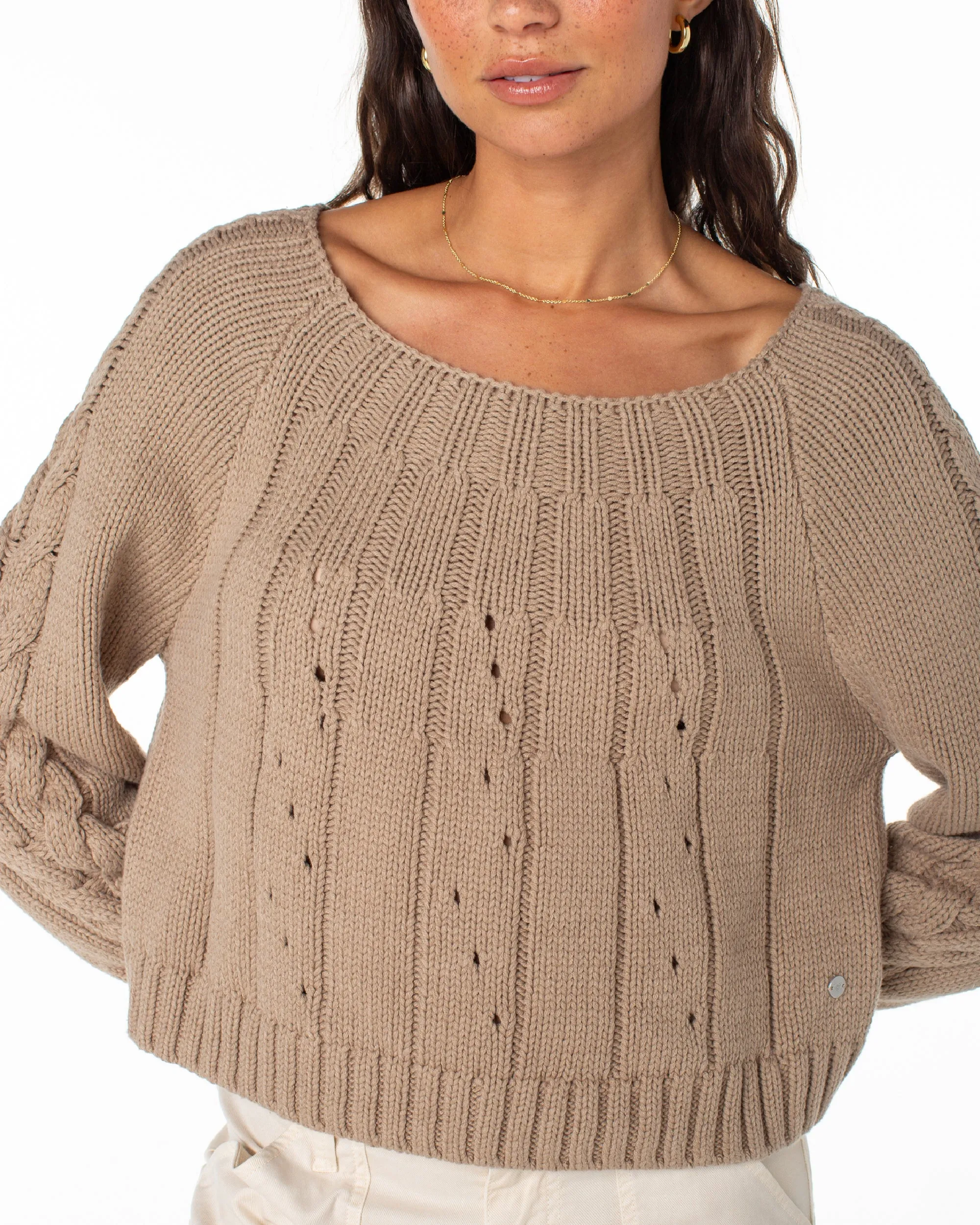 Day Dream Boat Neck Sweater - Warm Taupe